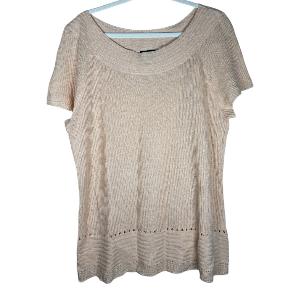Lauren Ralph Lauren Knit 100% Crochet Linen Top Peach  Size 2X